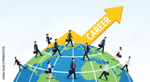 Business People Climbing Career Ladder.