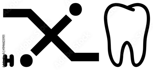 Medical dental set featuring symbol and tooth, dental clinic signage, hygiene graphic, medical illustration, healthcare symbol, toothbrush alternative, orthodontic visual.