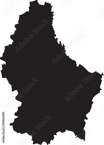 Black silhouette map of Luxembourg a simple vector graphic representing the countrys borders for informational and design purposes isolated on a white background