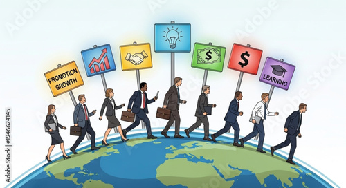 Business People Carrying Money Signs.