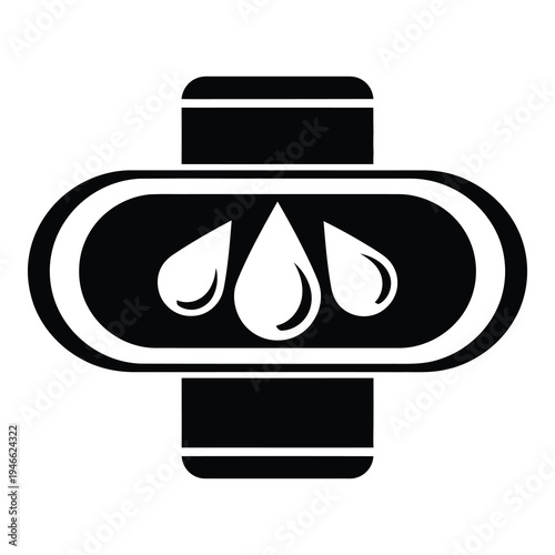 Black and white smartwatch with water droplets on screen icon icon