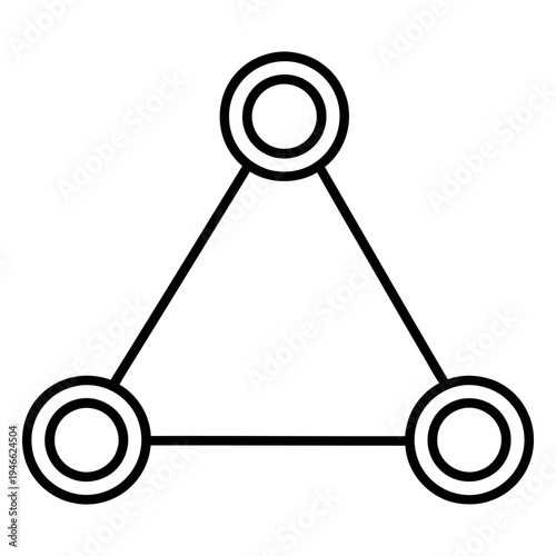 Black line of equilateral triangle with circles line black white background geometric shape
