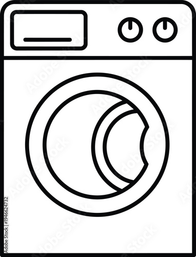 Outline Icon Automatic Washing Machine for Washing Cloth Washer Open Front Loading Wash Machine Line Sign Laundry Electric Appliances Laundromat Appliance Vector Isolated Pictogram  