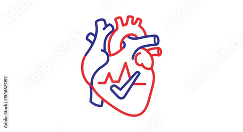 Healthy Heartbeat EKG Check Symbol Medical Illustration.