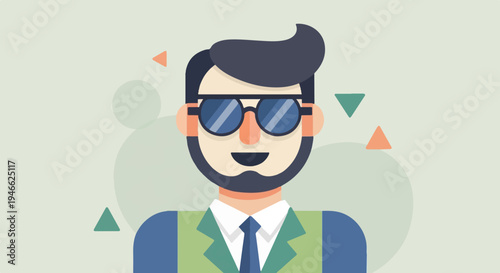 A smiling man with sunglasses and a beard, dressed formally