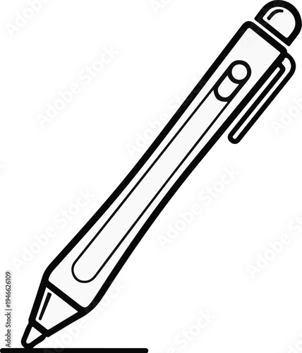 A simple black and white illustration of a pen making a line on a surface