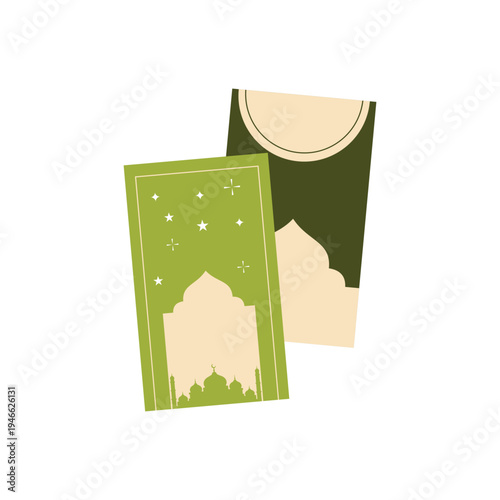 Minimalist Islamic Money Envelope Design with Mosque Silhouette