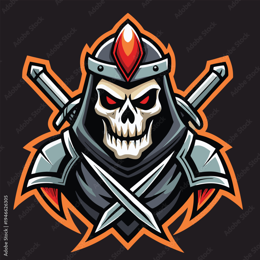 Fototapeta premium logo design vector mascot illustration skeleton warrior
