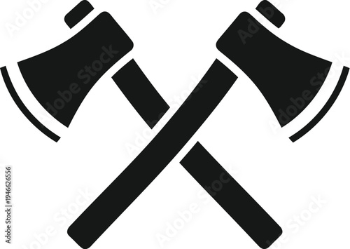 Two crossed axes on a white background