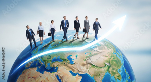 Business People on Earth Globe.