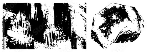 Graphic design featuring stylized dripping textures and polygonal shapes, vector art, abstract composition, digital illustration, artistic expression.