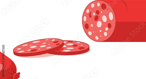 A sliced pepperoni on a white background