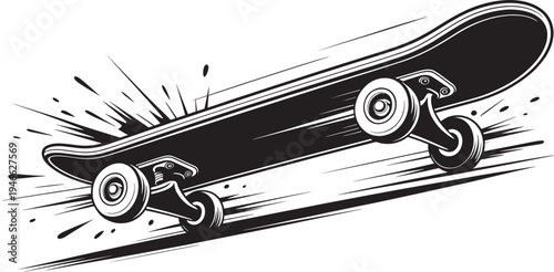 Black and white skateboard motion speed sports