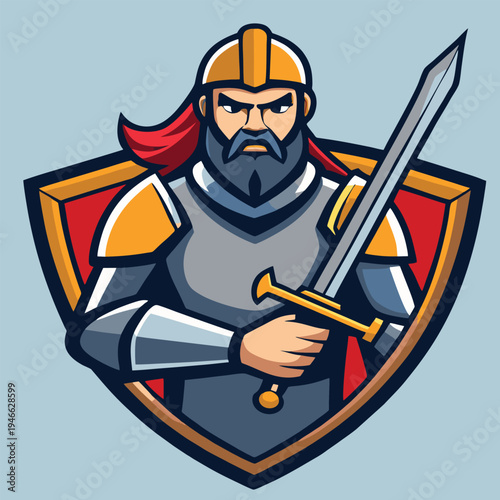 logo design vector mascot illustration medieval knight warrior