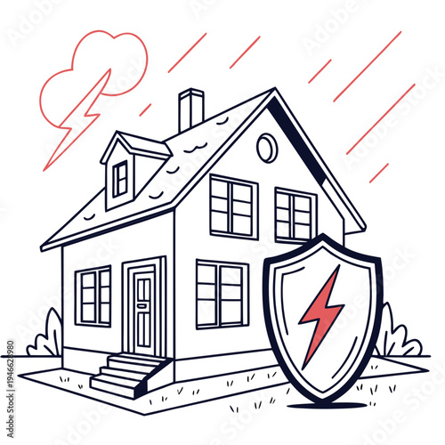 minimal vector illustration of house protected 2