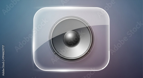 Modern Glass Speaker Icon with Glowing Edges.