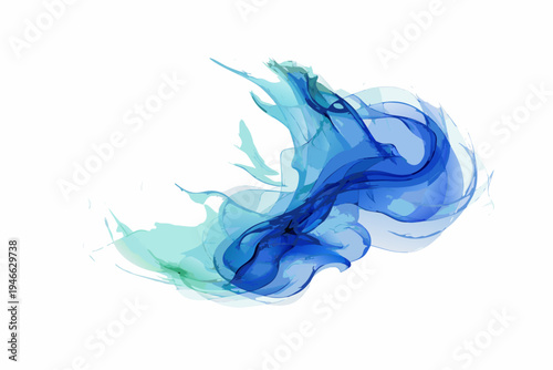 Abstract fluid art featuring swirling shades of blue and turquoise