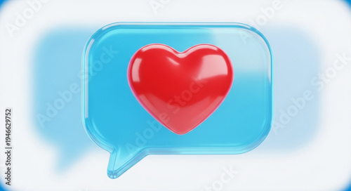 Red Heart Icon Inside a Blue Speech Bubble.