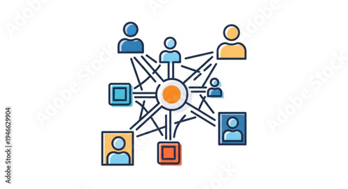 Network of connected people and data points.