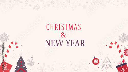 Festive christmas and new year greeting with decorative elements