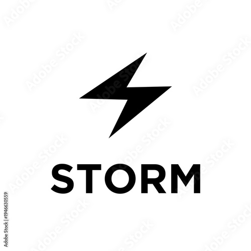 Minimalist Storm logo with black lightning bolt symbol and bold text on white background