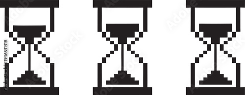Pixelated hourglass hourglasses pixel time clocks timers black and white
