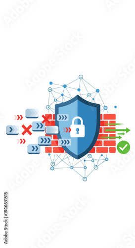 Blue Shield with Lock Icon Protection.