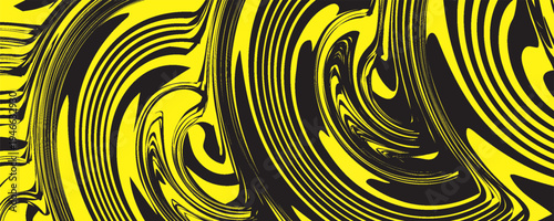Abstract layout graphic. Moving liquid oil like, marble black and yellow gold texture. Can use for product, label, packaging, or background for typography.
