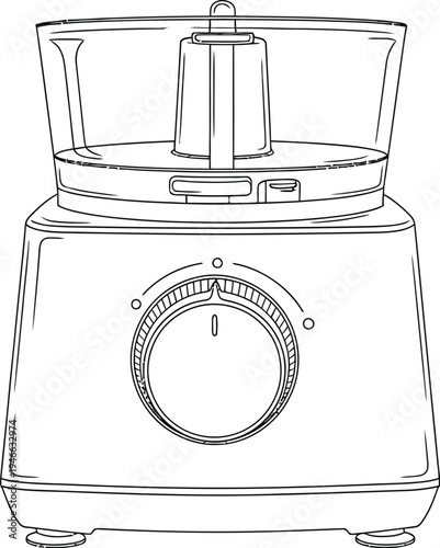 Electric food processor with a transparent bowl and dial control on the front panel