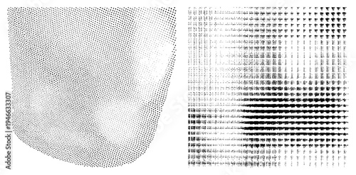 Vector halftone texture composed of varying dot density gradients, graphic design element, print simulation, screen printing effect,, visual noise texture, digital art background.