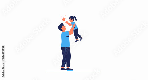 Father lifting daughter in the air, happy family moment, fatherhood, childhood joy