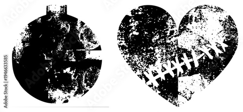 Grungy dollar symbol and heart graphic, distressed design, financial love concept, vector art, bold shapes, halftone texture, symbolic.