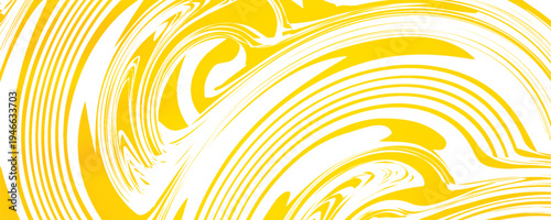Lemon yellow digital creative background made of curved shapes. Illustration