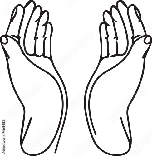 Vector illustration of two human feet with raised toes