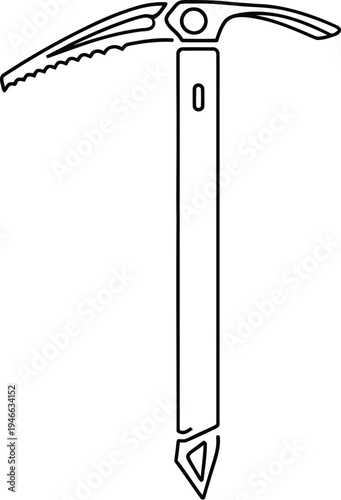 Ice axe with a pick and adze for climbing and self-arrest on steep terrain slopes