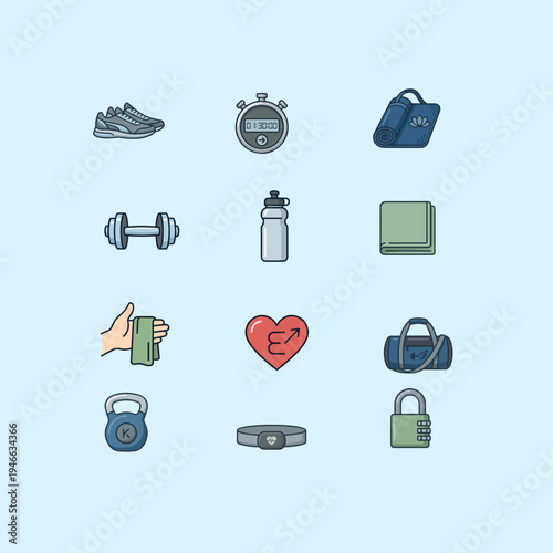 fitness gym icon set vector illustration
