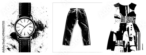 Classic wristwatch with analog dial, leather band, and distressed background texture, timeless accessory, luxury timepiece, minimalist design.