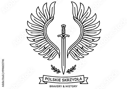 Polish Armed Forces Day Monoline Background with Winged Hussar Symbol