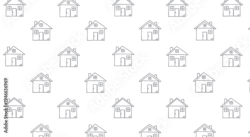 Simple House Icons in Repeating Pattern.