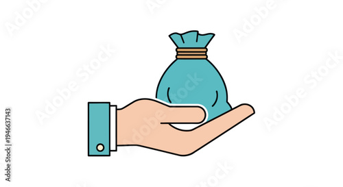 Hand Holding Money Bag Illustration.