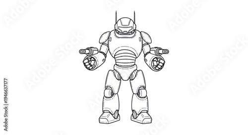 Robot Illustration with Mechanical Arms and Legs.