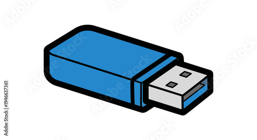 Blue USB Flash Drive Illustration.
