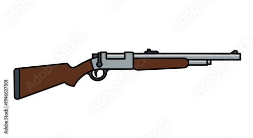 Illustration of a Rifle Gun Sideways View.
