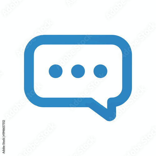 Blue speech bubble icon for chat communication feedback and messaging app design