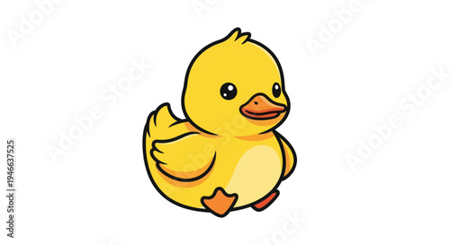 Cute Cartoon Yellow Duckling Illustration.