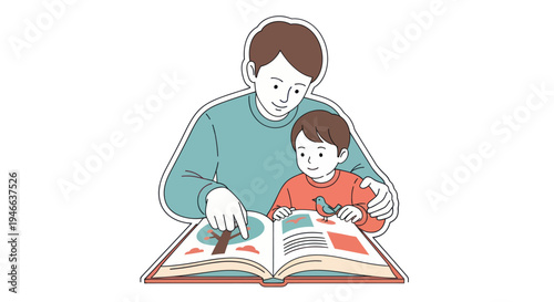 Mother and Child Reading Together Book.