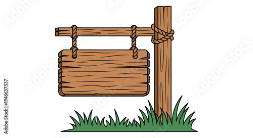 Wooden Signboard Hanging on Post.