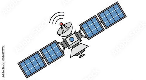 Satellite with Solar Panels and Antenna.