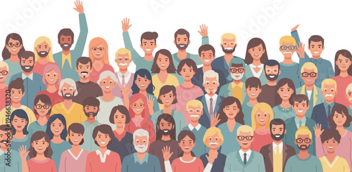 Diverse crowd cheering vector