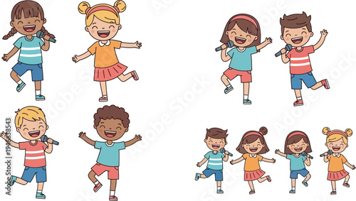 Kids jumping playing vector